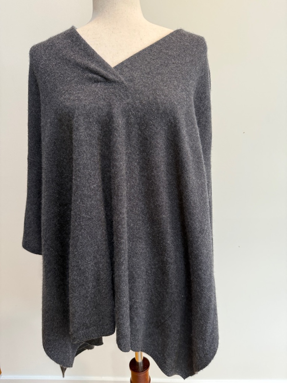 Halogen Charcoal Gray V-Neck Poncho Sweater